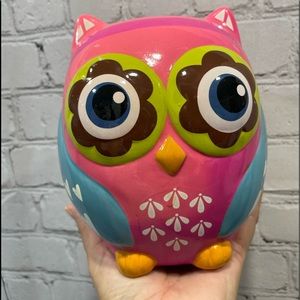 KIDS OWL CERAMIC PIGGY BANK PINK GIRLS BOYS 6.5’x5’x4’inch